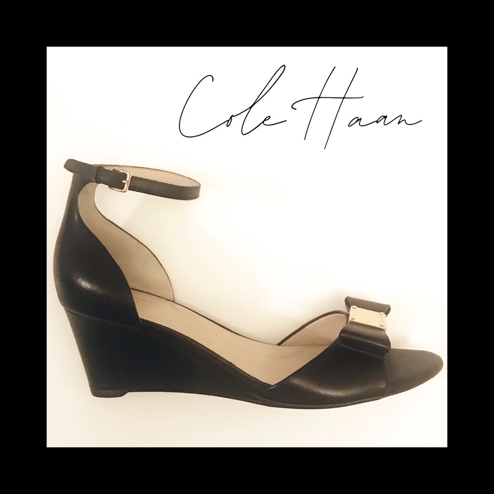 Cole Haan Black Leather Wedges